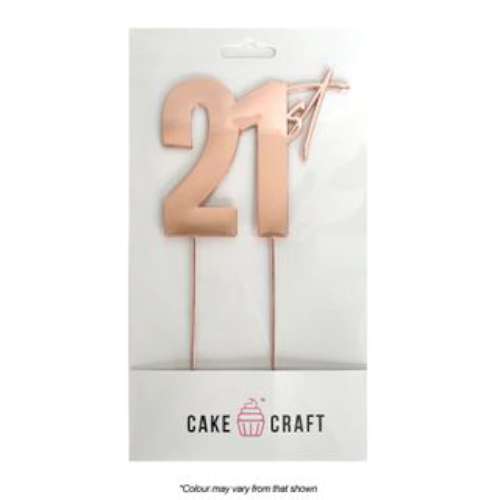 21st Metal Cake Topper - Rose Gold - Click Image to Close
